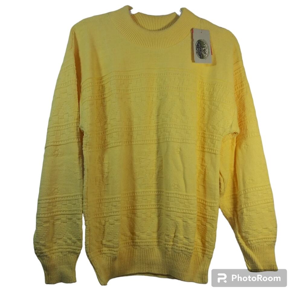 Vintage Merrimac Valley Alps Yellow Cable Knit Sweater Size L
